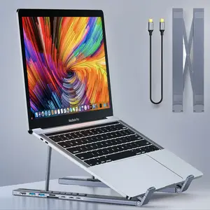 7-in-1 Laptop Stand with USB HUB, Durable Multifunctional Laptop Computer Stand with SD/TF Slots, Foldable Monitor Riser Laptop Holder, Tablet & Computer Accessories, Men Gifts, Gifts for Girlfriend, Monitor Riser, Adjustable Desk Mount, Monitor Mount