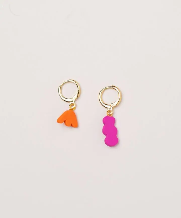Funky Shapes Clay Earrings - 3cm Polymer Clay Tiny Colorful Mismatched Asymmetrical Design Handmade Water-resistant Lightweight Comfortable