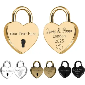 1 PC Custom Name and Date Valentine's Day Anniversary Wedding Gifts Personalized Love Lock with Key Custom Heart Padlock for Couples, Bridal Shower Xmas Stocking Stuffers for Boyfriend Girlfriend Him Her