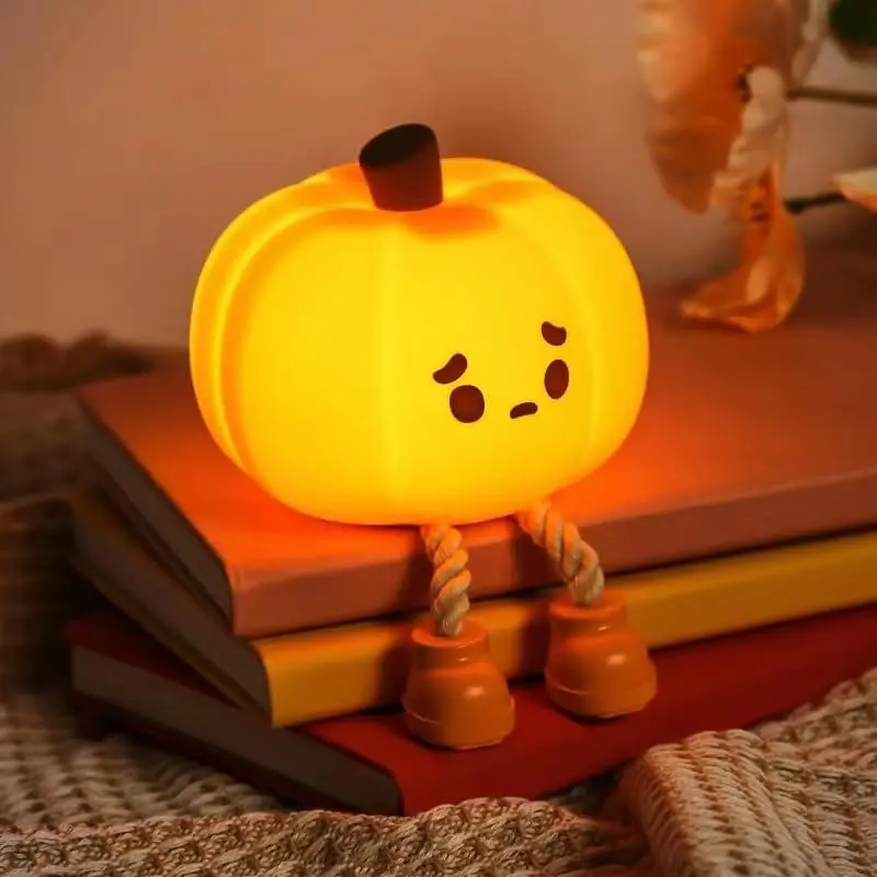Hot Sale Warm White Pumpkin LED Night Light for Kids-Silicone Touch Control Dimmable USB Rechargeable