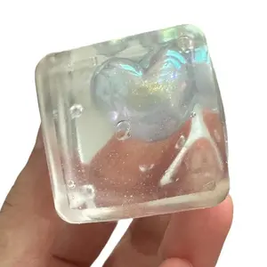 Luminous Heart-shaped Maltose Squeeze Toy Shine At Night Squishy Mochi Decompression Toy Soft Slow Rebound Toy Christmas Gifts