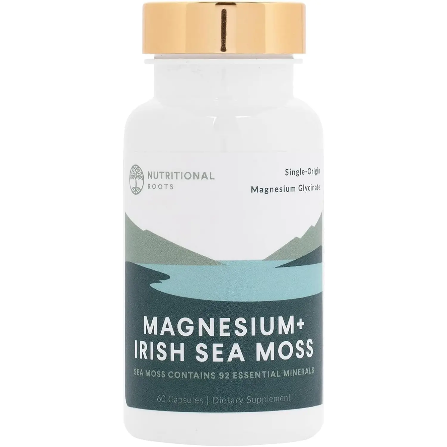 Nutritional Roots Magnesium & Irish Sea Moss - 60 Veggie Capsules | Minerals Support Dietary Supplement for Everyday Heart & Bone Wellness - Non-GMO, Gluten-Free & Vegan