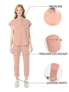 Stretch Quick Dry Women's Scrub Set Summer Short Sleeve Nursing Doctor Uniform