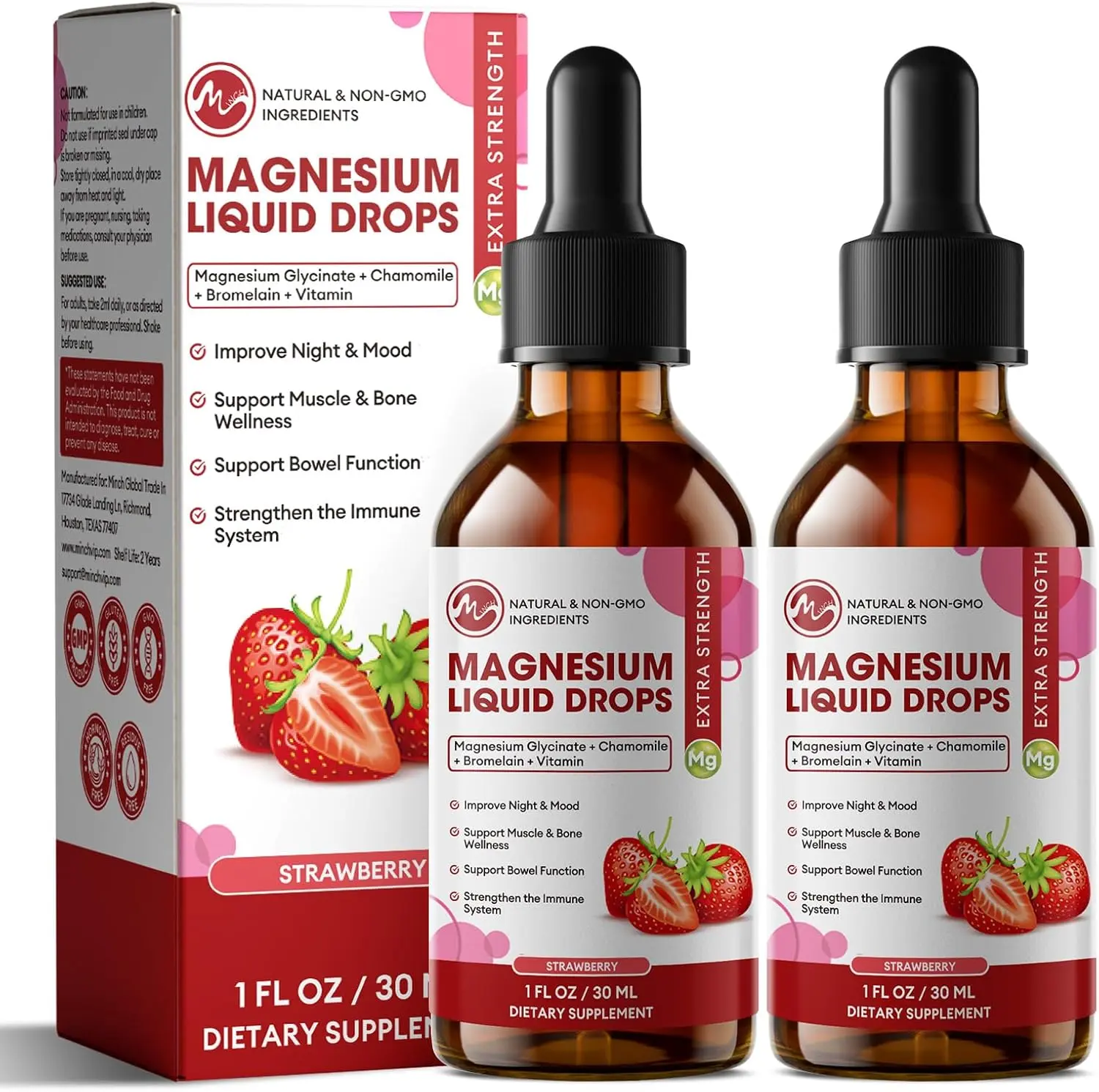 Magnesium Glycinate Liquid, High Absorption Magnesium Liquid Drops with Chamomile, Hawthorn, Ginger Extract & Vitamin B6, B9, B12, C, D3, Magnesium Supplement, 12-in-1 Advanced Formula with Chamomile, Hawthorn, Ginger Extract & Vitamin B6, B9, B12, C, D3