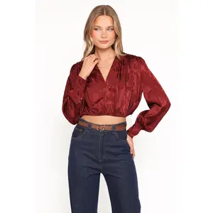 Bowman Cropped Blouse - Wine