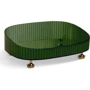 Clear Acrylic Perfume Tray, Round Makeup Bathroom Trays for Counter, Decorative Vanity Trays for Bathroom Countertop for Dresser Tops - Green