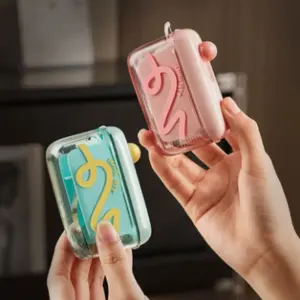 High-Style Dopamine Floss Box, Automatic Pop-Up Portable Floss Holder, Ultra-Fine Floss Stick Storage, Transparent, Travel-Friendly