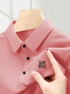 Men's S6076 It's Weird Polo Shirt, Quick-Dry Collar, Summer Short Sleeve, Casual Business Leisure, Geometric Pattern, Slim Fit