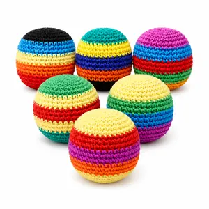 Footbag Set 3 Pack, Colorful Woven Hacky Sack Balls, Soft Kick Sack Juggling Balls for Outdoor Fun, Group Activity, Party Time, Casual Tossing & Skill Practice