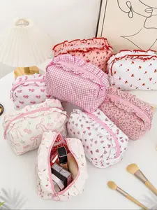 Floral Pattern Makeup Bag, Cute Portable Makeup Bag, Multifunctional Storage Bag, Travel Essential Makeup Bag, Makeup Pouch