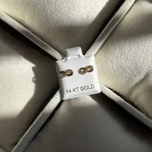 14K GOLD Infinity Stud Earrings w/ Cubic Zirconia