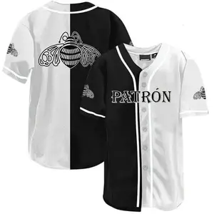 Black And White Split Patron Tequila Baseball Jersey , trendy baseball jersey