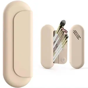 Glam Clean Silicone Portable Cosmetic Brushes Organizer, Aesthetic Travel Makeup Tools Organizer Case Lightweight Adjustable Cover