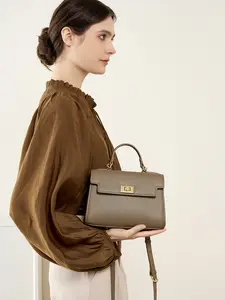 Women's Genuine Leather Shoulder Bag - Solid Color Crossbody Purse with Magnetic Closure for Everyday Commuting & Shopping - Trendy & Chic Design