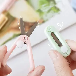 Compact 2-piece Keychain Scissors Folding Safe Portable Travel Retractable Cutting Tool Pocket Mini with Keychain for Cutting Scrapbooking