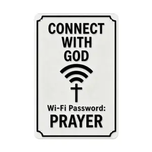 Creative Metal Sign "Connect with God – Password: PRAYER" |   8x12 Inch Vintage Wall Decor for Home Office, Church & Prayer Room |   Inspirational Wi-Fi Theme Plaque with Pre-Drilled Holes, Easy to Hang |   Thoughtful Gift for Believers