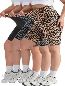 3 Pack Biker Shorts for with Pockets Women - 8” High Waist Tummy Control Summer Workout Shorts for Running Yoga Athletic Shorts For Women Plus Size