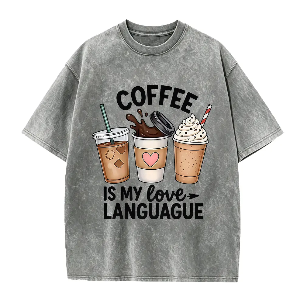 Women'S Short-Sleeve T-Shirt with a Coffee-Themed Fun Print, Featuring a Round Neck, Machine Washable, Skin-Friendly, Soft, And Breathable, Suitable for Spring, Summer