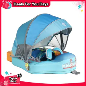 Mambobaby  Non-Inflatable California-Themed Baby Swim Float with Detachable Canopy, UPF 50+ Sun Protection, 5-Point Safety System, for Babies 3-24 Months