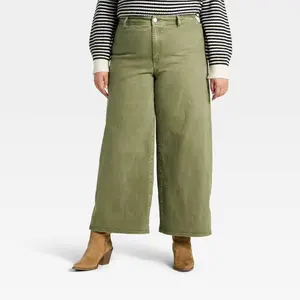 Women's High-Rise Sailor Wide Leg Ankle Jeans - Universal Thread Green 24