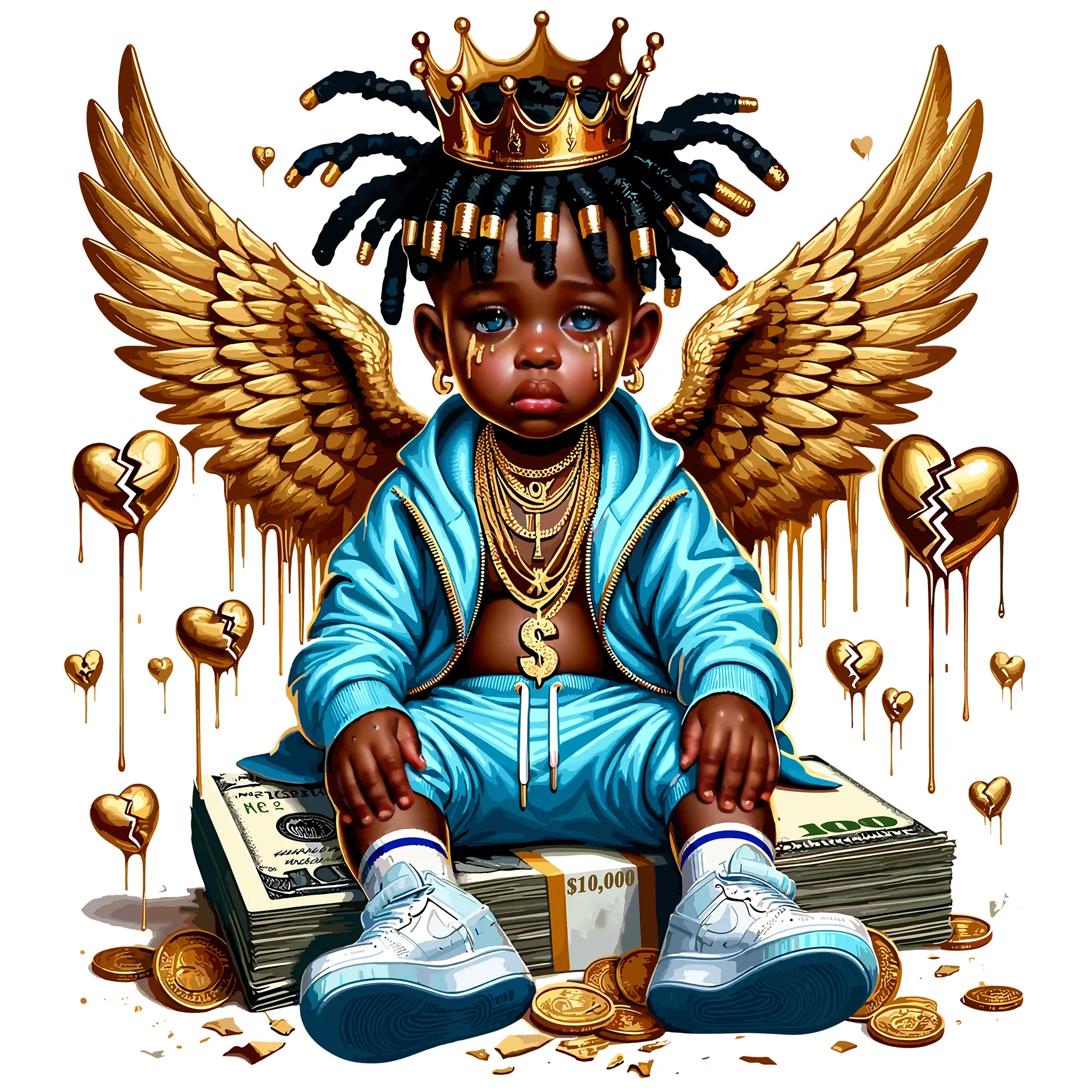 5-Pack or 10-Pack Angel Cupid Cherub Boy Blue DTF Heat Transfer for T-Shirt DIY Printing