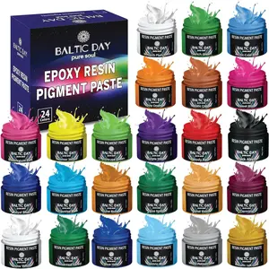 Pasta de pigmentos de 24 colores para juego de resina epoxi – Pigmento epoxi opaco, pasta de tinte epoxi y polvo de mica de alta concentración para arte de resina, joyas, vasos, posavasos y