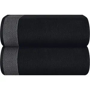 Cotton 2 Pack Oversized Bath Sheet 35 x 70, Large Bath Sheet, Ultra Absorbent, Compact, Eco-Friendly 100% Recyclable, Quick Drying Lightweight Towel - Black