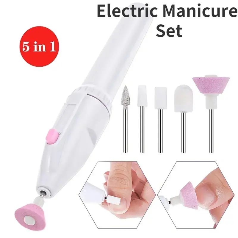 Electric Nail File Kit, Professional Manicure Pedicure Drill Set, At Home Manicure, 5-In-1 Electric Nail Buffer, Personal Beauty Care Tools, Nail Care Equipment, Nail Art Tools