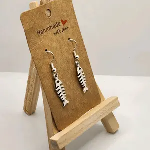 Handmade with Love Minimalist Fish Bone Earrings - Metal Material Hook Earrings for Casual & Formal Occasions