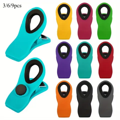 3pcs/6pcs/9pcs Reusable Sealing Bag Clip With Magnet - Food Clip, Chip Clip, Multifunctional Food Storage Bag Clip With Airtight Handle, For Snack Bag, And Food Bag, Kitchen Supplies, Household