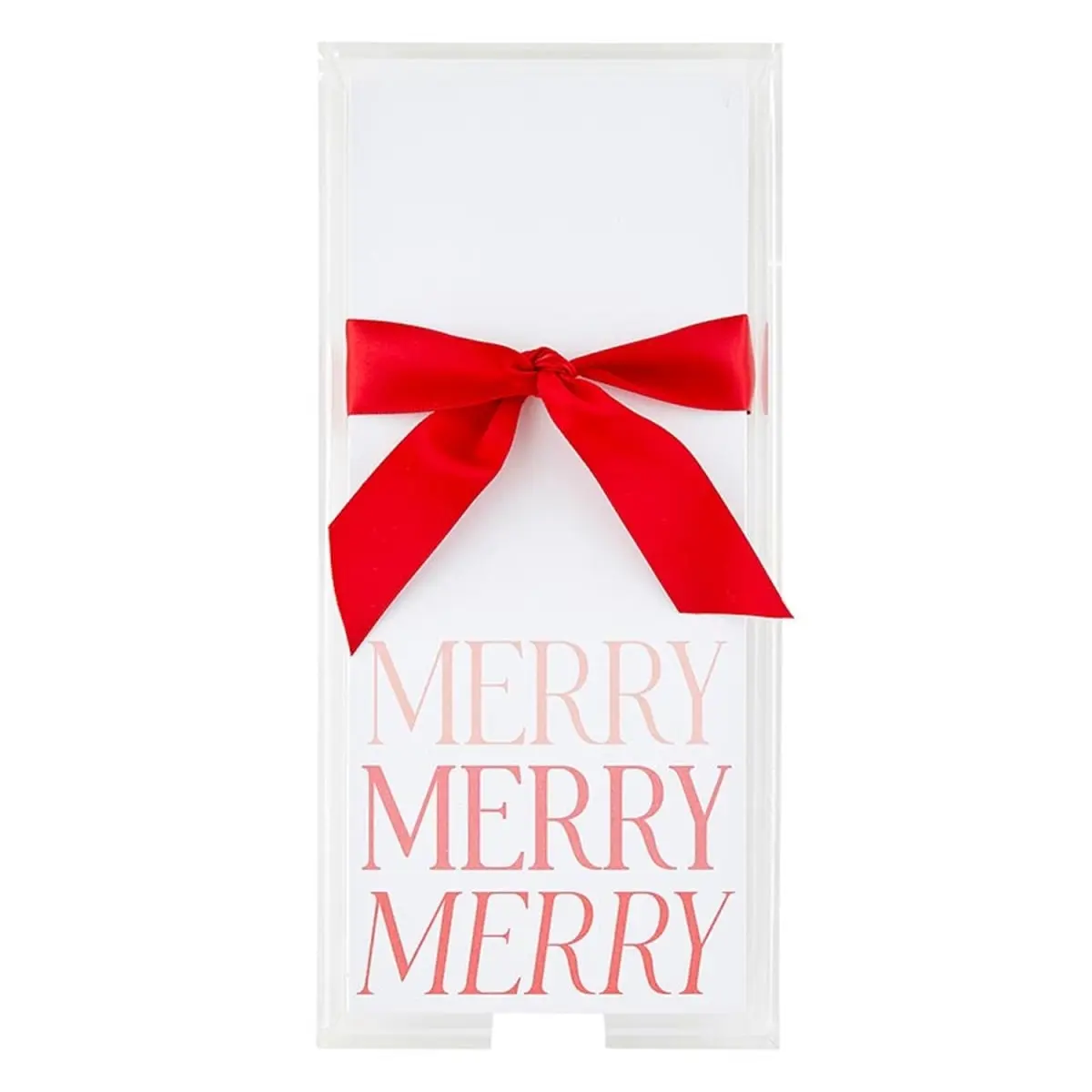 Slant 10-05580-754 4x9 in Acrylic-Paper Rectangle Notepad with Tray, Merry Theme Office Stationery for Desk Users