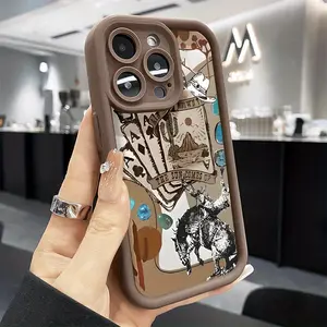 Pop Poker Cowboy Case for iPhone 17 Air 16 15 14 Pro Max 13 12 11 XR XS Plus Shockproof Full Camera Protection Durable slim Silicone Cover