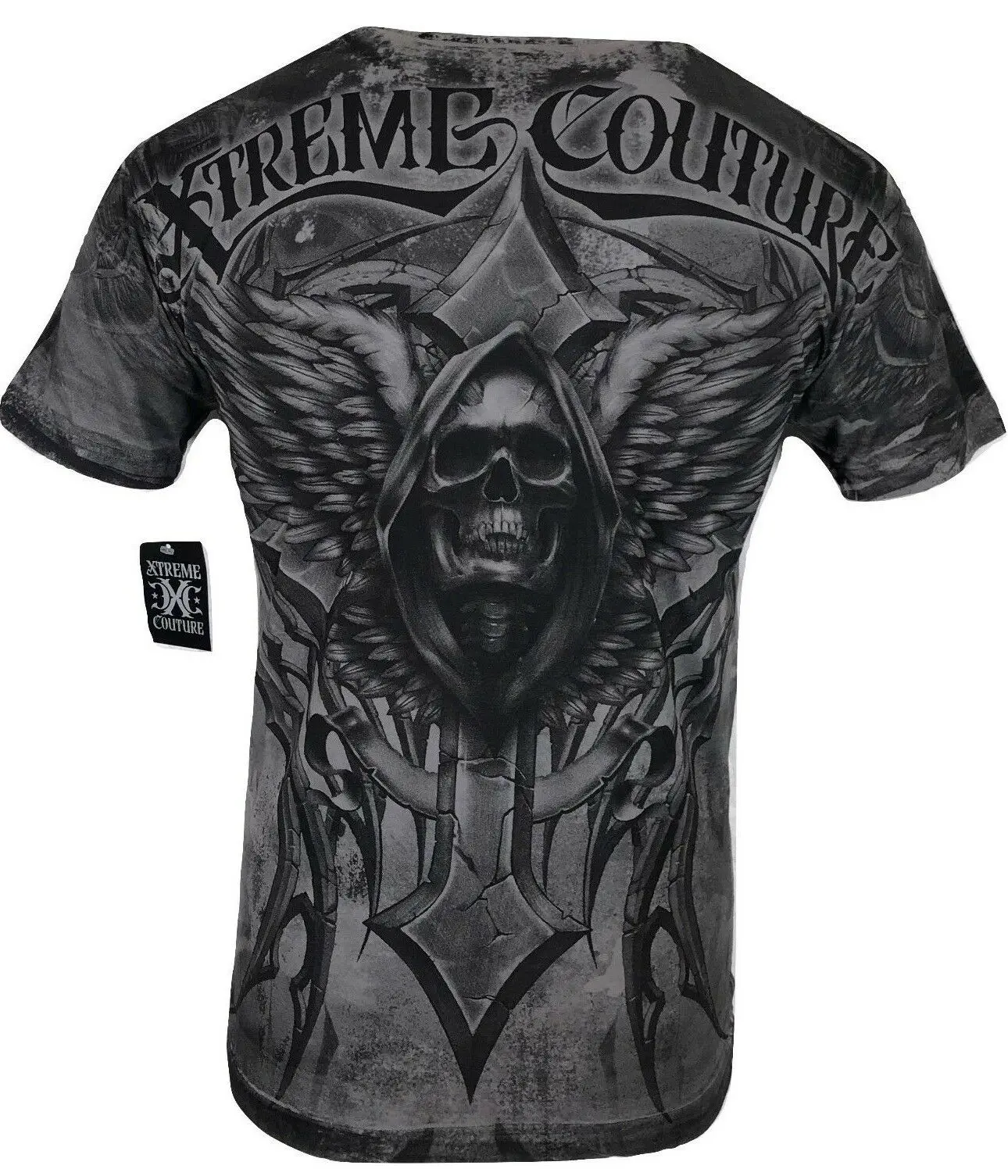 Xtreme Couture Men's Last Scream Graphic Print T-Shirt, Fitted 100% Cotton, Gothic Biker Streetwear, Made in USA