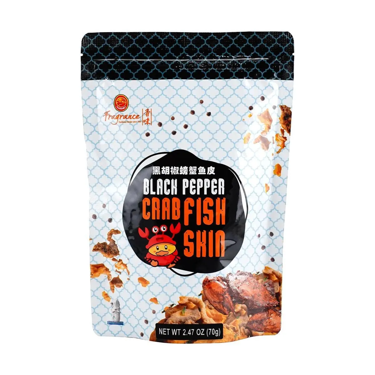 Fragrance Singapore Black Pepper Crab Fish Skin Crisps 70g Savory Snack
