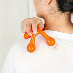 1pc Four Point Handheld Deep Tissue Massager, Manual Pressure Point Massage Tool, Easy To Palm Fit, With Knob, Can Provide Gentle Pressure Point Massage On The Back And Neck, Manual Back Massager, A Gift For Ladies, Mothers, And Fathers Body Care Rose Red