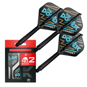 Target Darts Phil Taylor K Flex Flights & Shaft System No.2 | Pack of 3 K-Flex All-in-One Flights, Player Edition Dart Accessories, Short 19mm, Intermediate 26mm, Medium 33mm