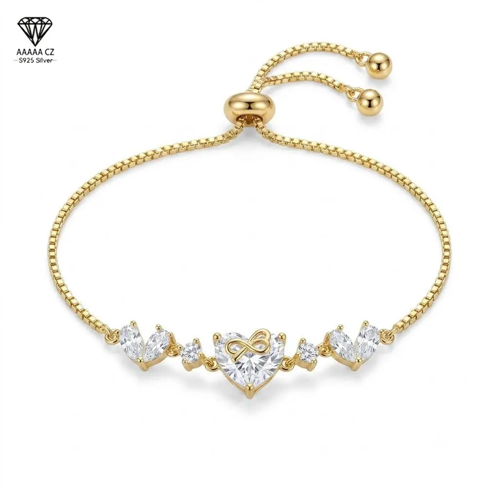 Women's 2026 Dainty Bow Heart Shaped Bracelet - Minimalist Gold/Silver 14cm to 25cm Adjustable Box Link Chain, Non-Tarnish Bow-Tied Bracelets & Bangles, Daily Luxury Stacking Push Present for Anniversary