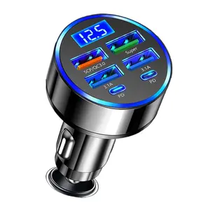Fast Car Charger LED Voltage Display Portable Flash Charging Charger Car Accessories Multiple Devices Overheat Protection, Compatible with Android/iPhone and Tablets Devices Outdoorfun Solution
