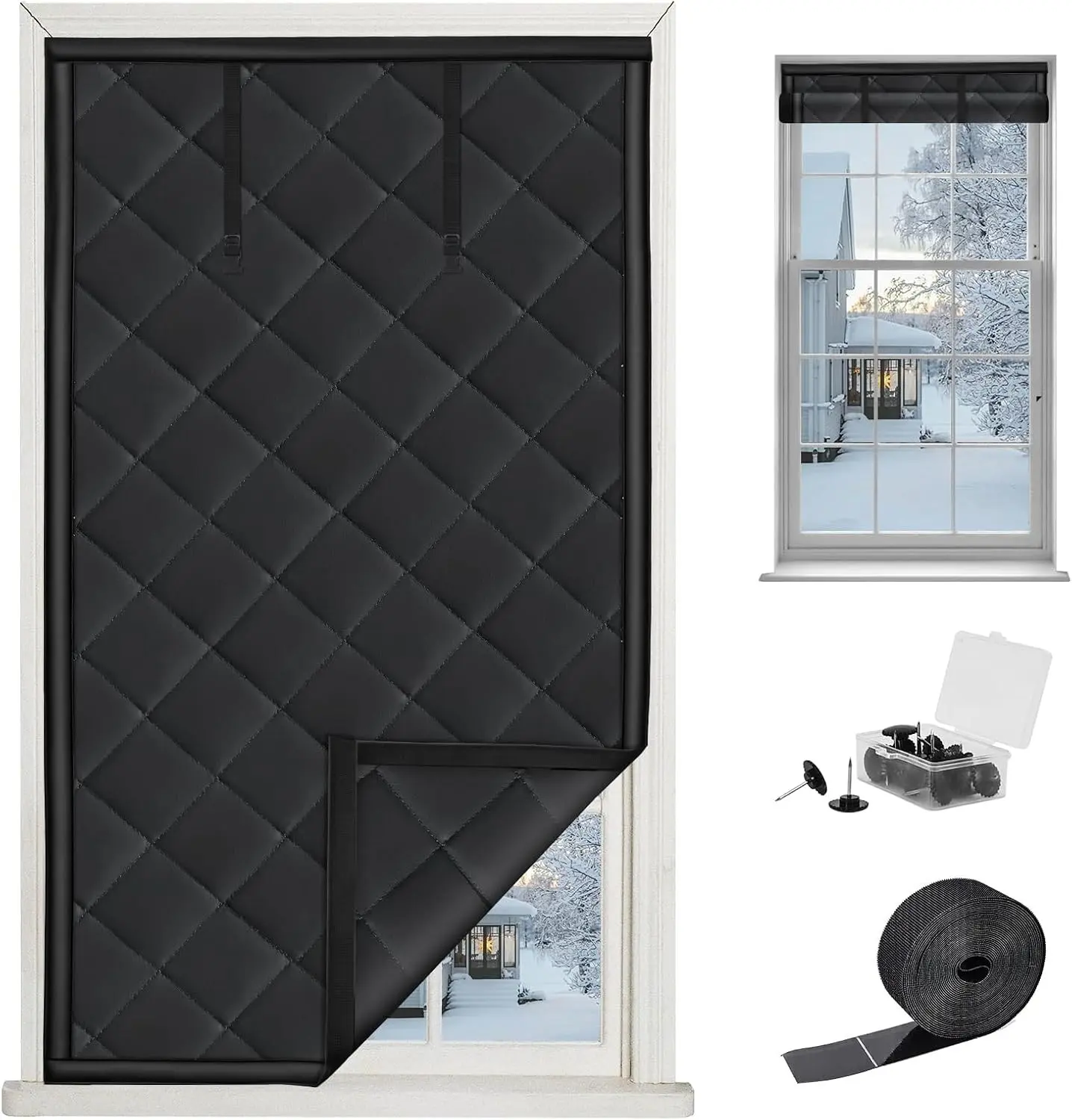 LSGCQ Window Insulation for Winter, Insulated Window Cover, Black | Thermal Curtains Insulated Window Blanket Cover to Keep Cold Out, Weatherproofing Insulation Kits for Home, 27” x 39”
