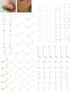 Clear Nose Studs Clear Nose Rings for Work Clear Nose Piercing Plastics Nose Retainer for Nose Ring Spacers Nose Rings Retainer Septum Retainer Clear Lip Rings Plastic Earrings Studs Nose Piercing Jewelry
