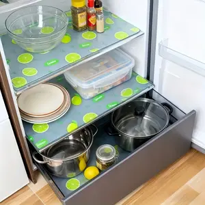 4 Counts Waterproof Refrigerator Liners, Moisture-Proof Non-Slip Washable Reusable Eva Material, Lemon Pattern Kitchen Decor, Waterproof Placemat