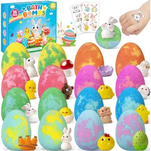 Bath Bombs for Kids with Surprise Inside, 16 Pack Easter Kid Bath Bombs Gift Set, Easter Gifts for Kids Bubble Bath Bomb for Boys Girls with Toys Inside, Easter Basket Stuffers & Easter Egg Fillers fizzies
