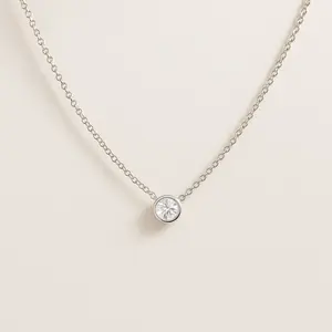 Sterling Silver Solitaire Pendant - Dainty Necklace - Gift Necklace