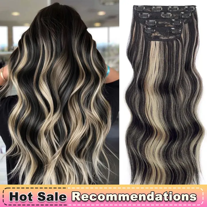 Vigorous Beauty 4/6/7 PCS Clip in Hair Extensions Long Wavy Synthetic Hairpieces for Women and Girls, Easy to Install for Daily Use and Event Party Us