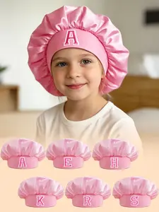 1PC Girls Pink Letter Pattern Sleep Cap, 26 Letters Optional, Soft Lightweight Stylish Night Cap, Ideal for Daily Rest, Sleeping and Hair Care, Perfect Birthday Holiday Gift