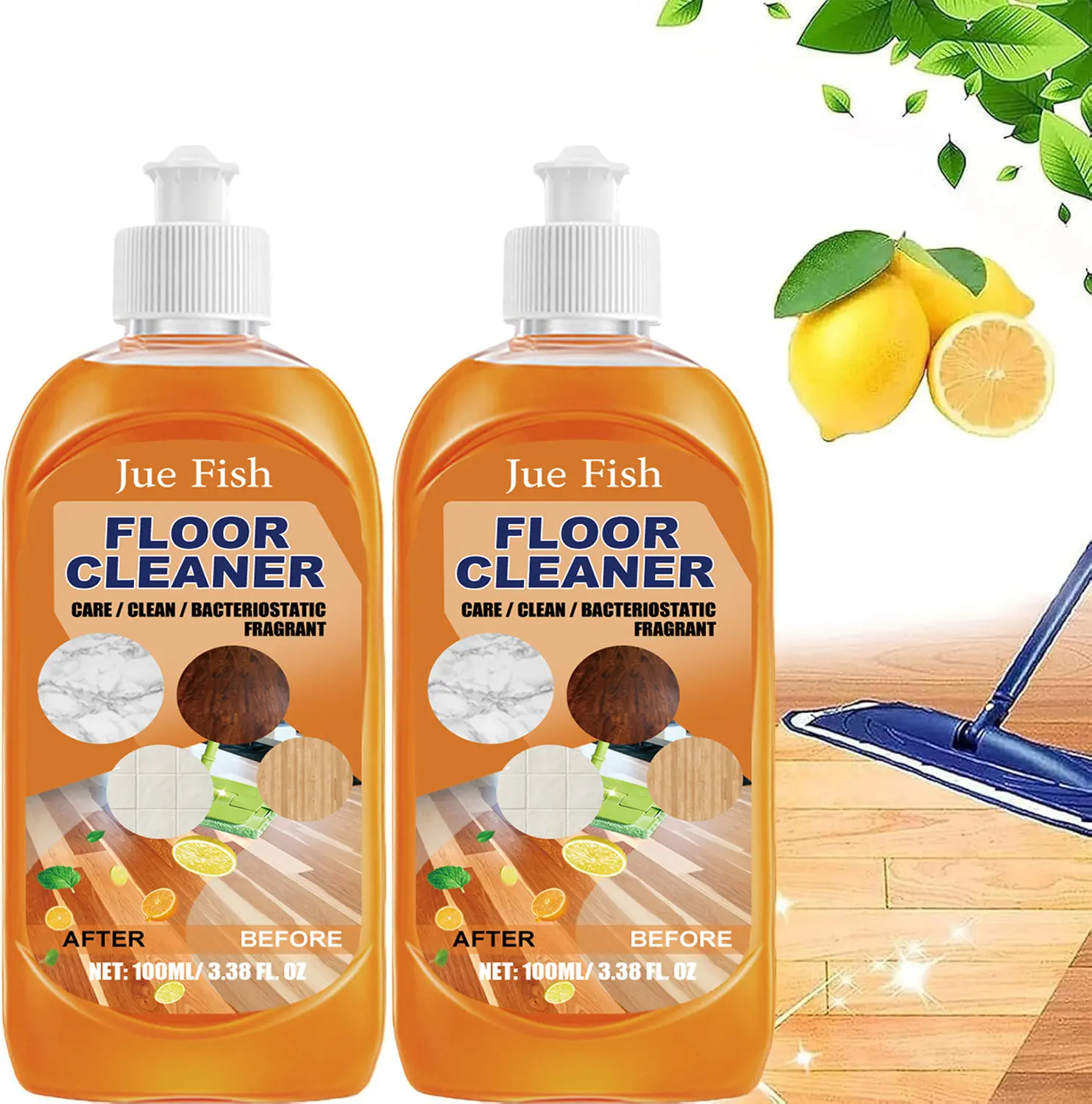 Floor Cleaner Liquid Powerful Decontamination Restores Shine Hardwood Floor Cleaning Agent Orange Floor Cleaner for Wooden Floor and Ceramic Tile Household Items