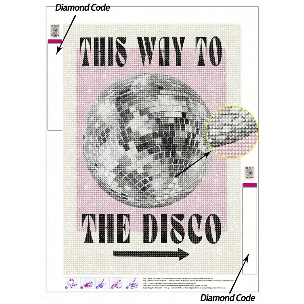 1pc 5D DIY Diamond Art Painting Disco Sign, Sparkly Diamond Painting Tools Kit For Party Room, Bar Or Dance Wall Decor Wall Decoration, Home Decor, Valentine's Day Gift
