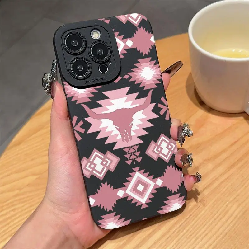 Western Cow Pattern Protective Cellphone Case, Decorative Phone Protector Cover, Shockproof TPU Cover, Phone Accessories Compatible with iPhone 6 7 8 X XR XS Max 11 12 13 14 15 Pro Max, Casing, Protection, Decoration, Smartphone
