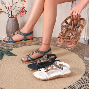 Women's Lightweight Strappy Ankle-Strap Slip-On Flat Sandals - Fashionable Elegant Footwear for Summer Beach Vacations, Women's Shoe