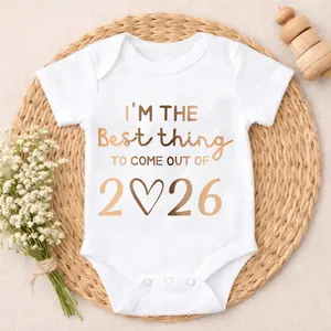 Premium Cotton Baby Bodysuit I'm The Best Thing To Come Out Of 2026 Print 100% Pure Cotton Non-Irritating Snap Closure Breathable Stretchy Perfect For Gifting & Everyday
